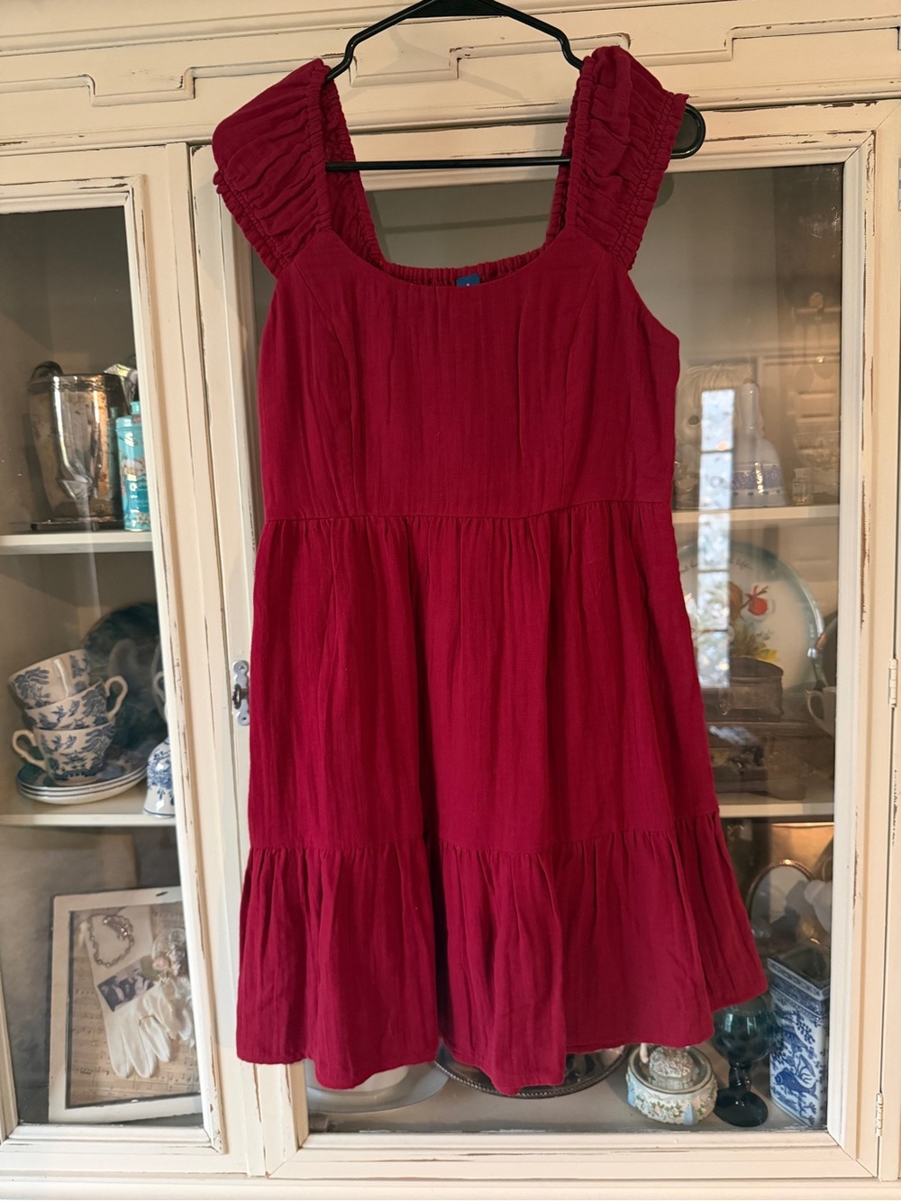Old Navy Crimson Smocked Tank Top